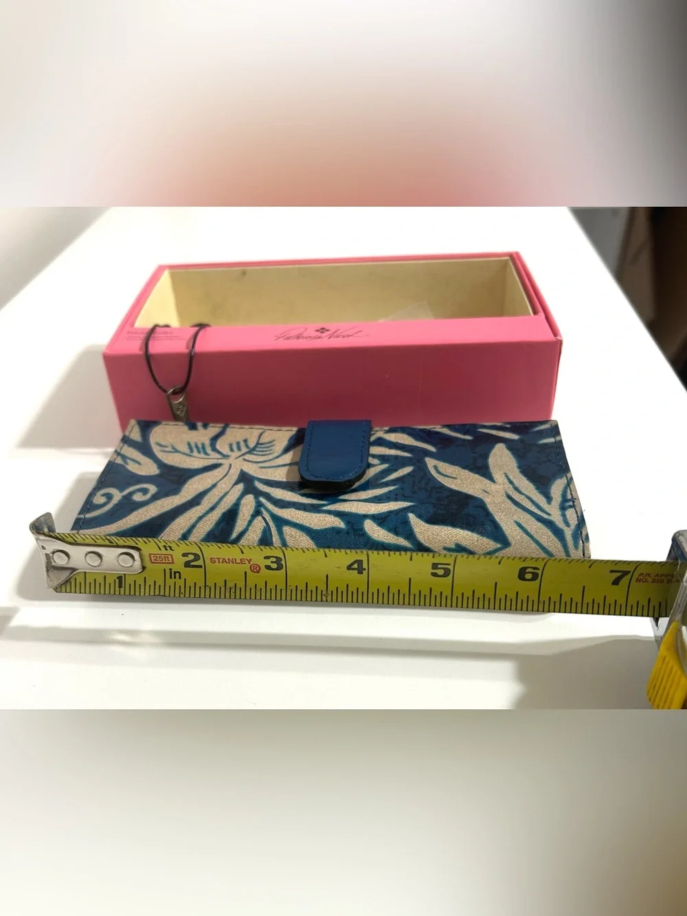 NIB Patricia Nash Teal Blue & Cream Greek Floral Bifold with RFID
